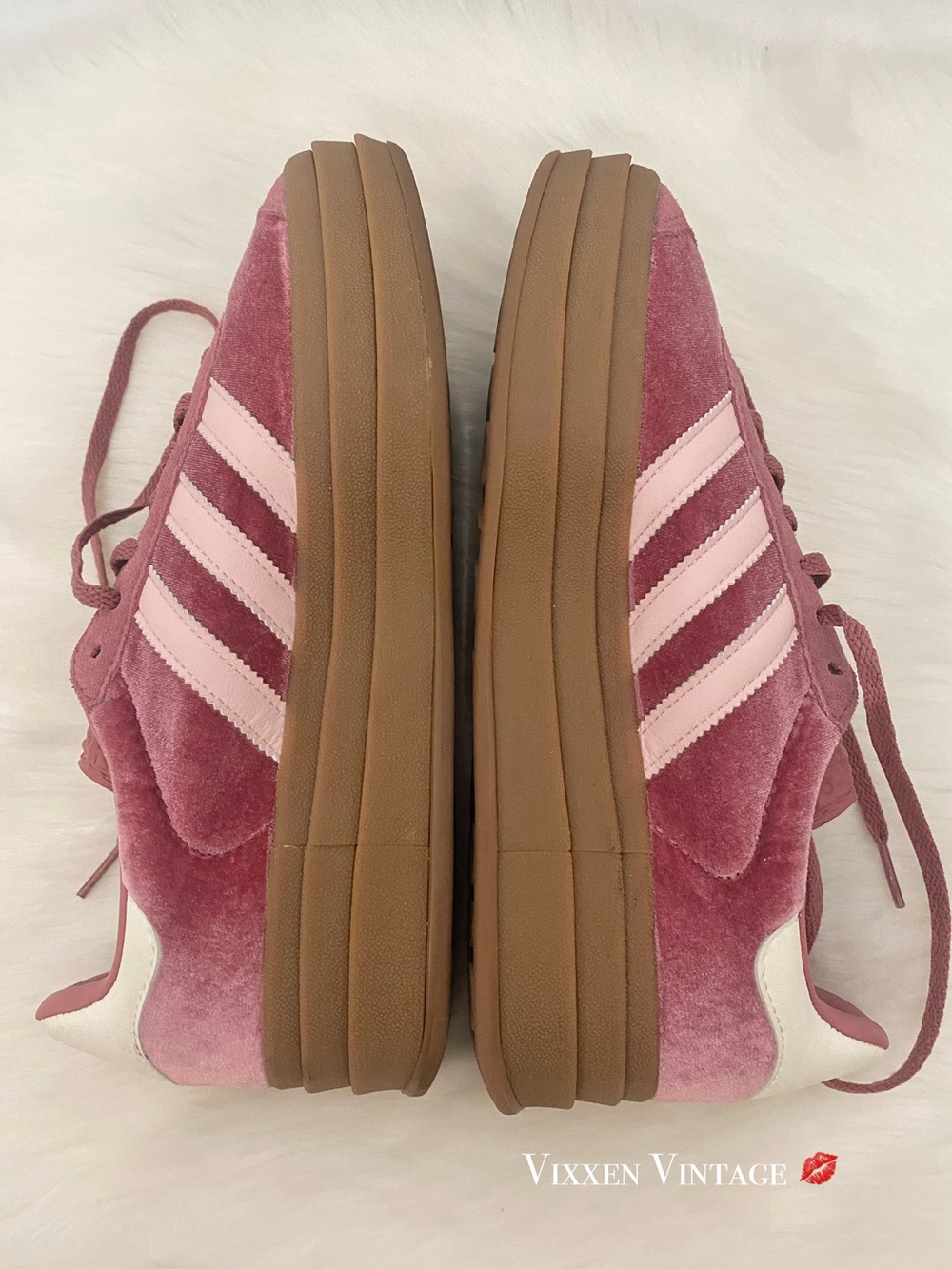 ADIDAS TIERED PLATFORM 'WOMEN'S GAZELLE BOLD VELVET SNEAKERS' IN SANDY PINK - Picture 5 of 10